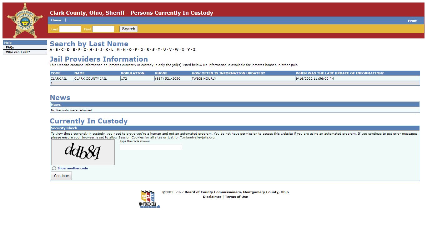Clark County, Ohio, Sheriff - Persons Currently In Custody